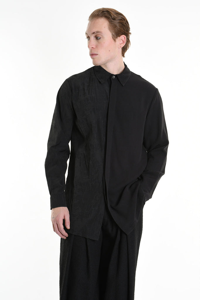 3B M1128 SHIRT Regular Long Viscose & Nylon Jacquard Black LA HAINE INSIDE US