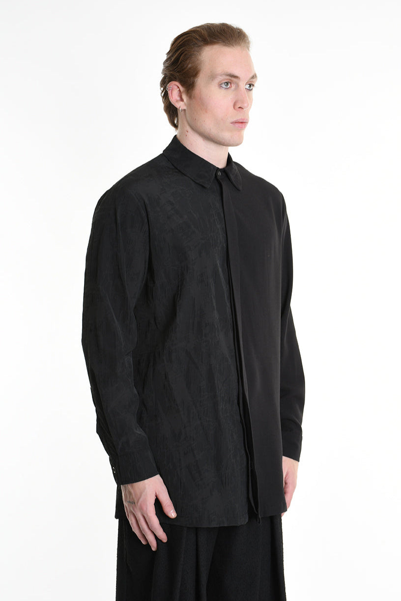 3B M1128 SHIRT Regular Long Viscose & Nylon Jacquard Black LA HAINE INSIDE US