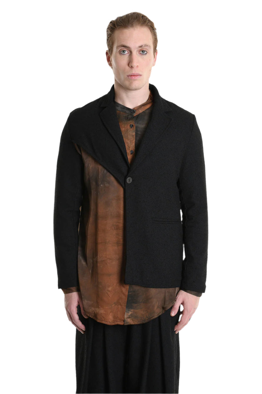 3B M1134 BLAZER Regular Fit, Asymmetrical, in Bouclé, Black. LA HAINE INSIDE US