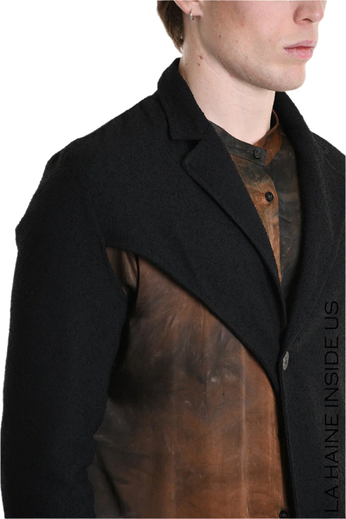 3B M1134 BLAZER Regular Fit, Asymmetrical, in Bouclé, Black. LA HAINE INSIDE US