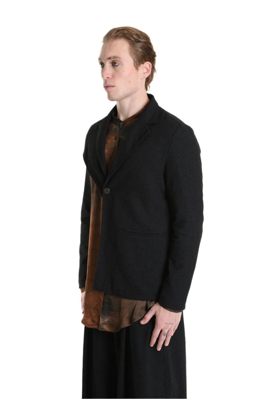 3B M1134 BLAZER Regular Fit, Asymmetrical, in Bouclé, Black. LA HAINE INSIDE US