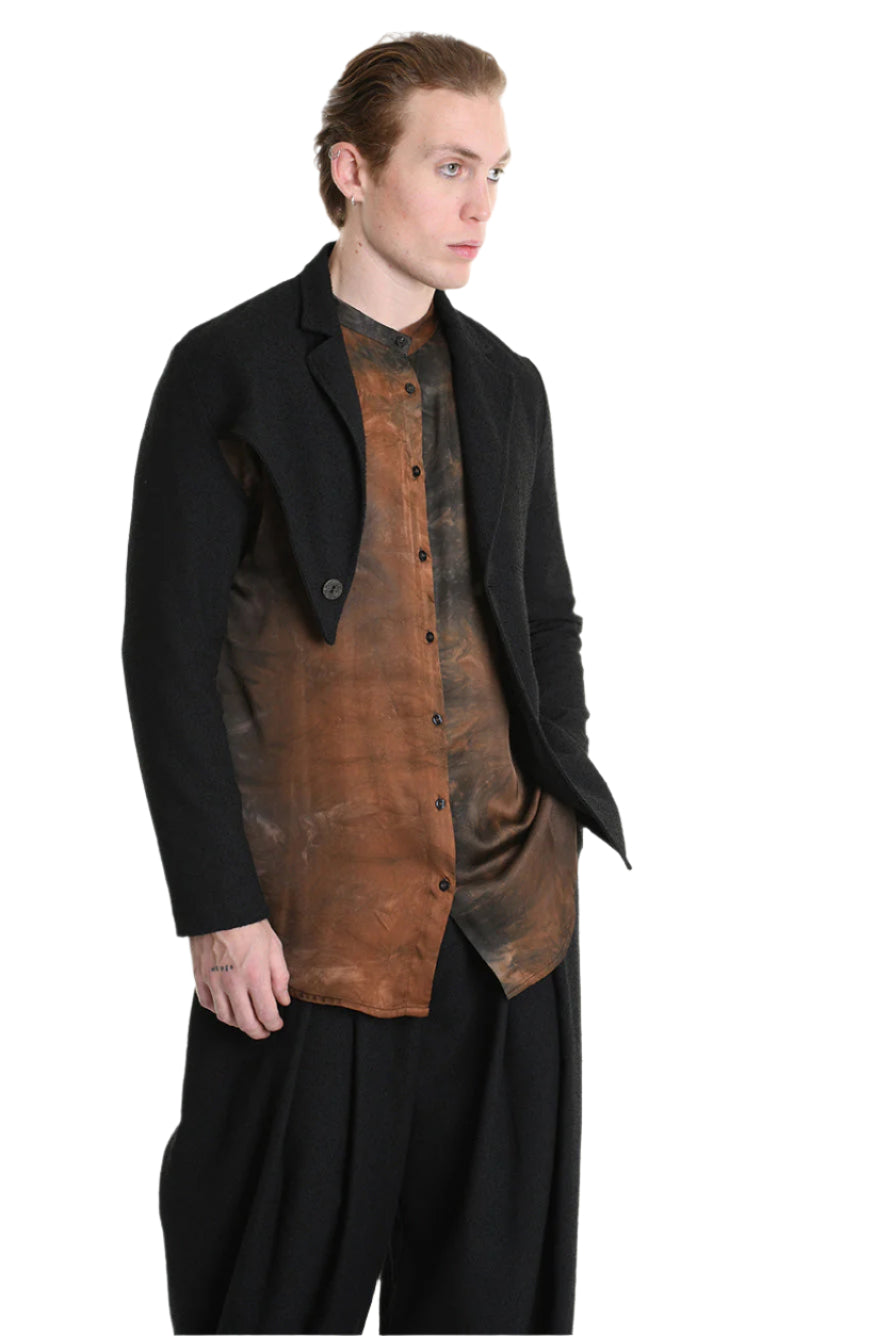 3B M1134 BLAZER Regular Fit, Asymmetrical, in Bouclé, Black. LA HAINE INSIDE US