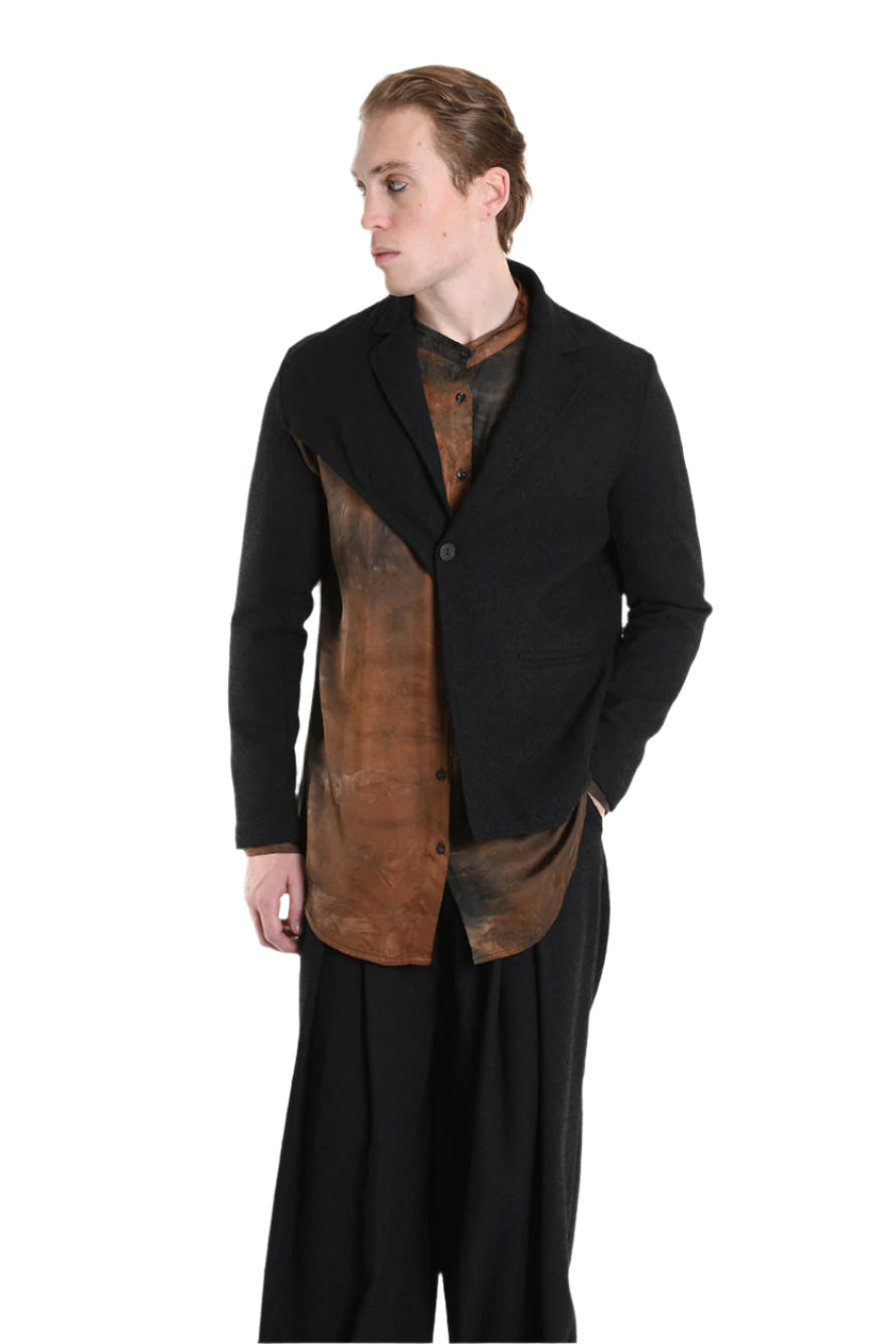 3B M1134 BLAZER Regular Fit, Asymmetrical, in Bouclé, Black. LA HAINE INSIDE US