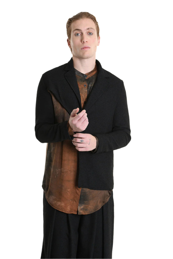 3B M1134 BLAZER Regular Fit, Asymmetrical, in Bouclé, Black. LA HAINE INSIDE US