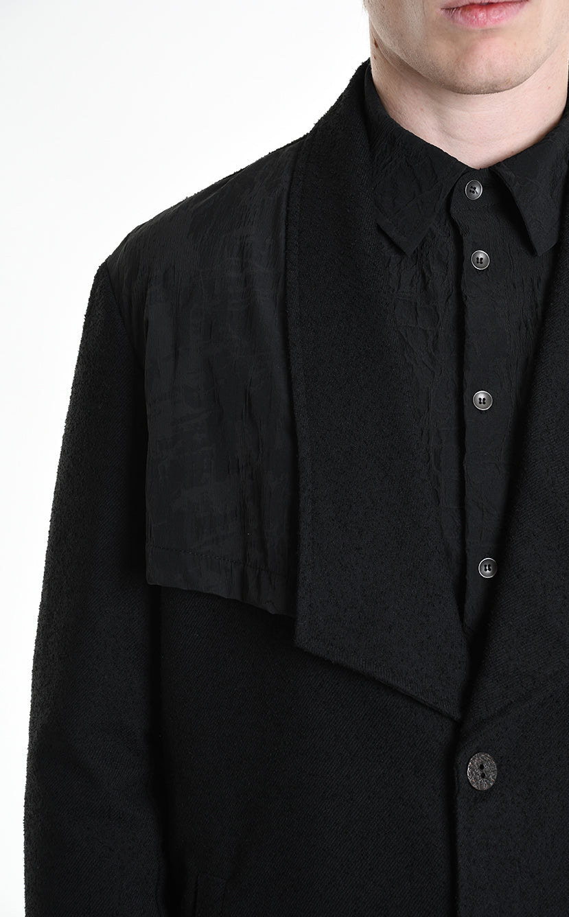 3B M1136 JACKET Comfort Fit in Bouclé & Jacquard Nylon, Black. LA HAINE INSIDE US
