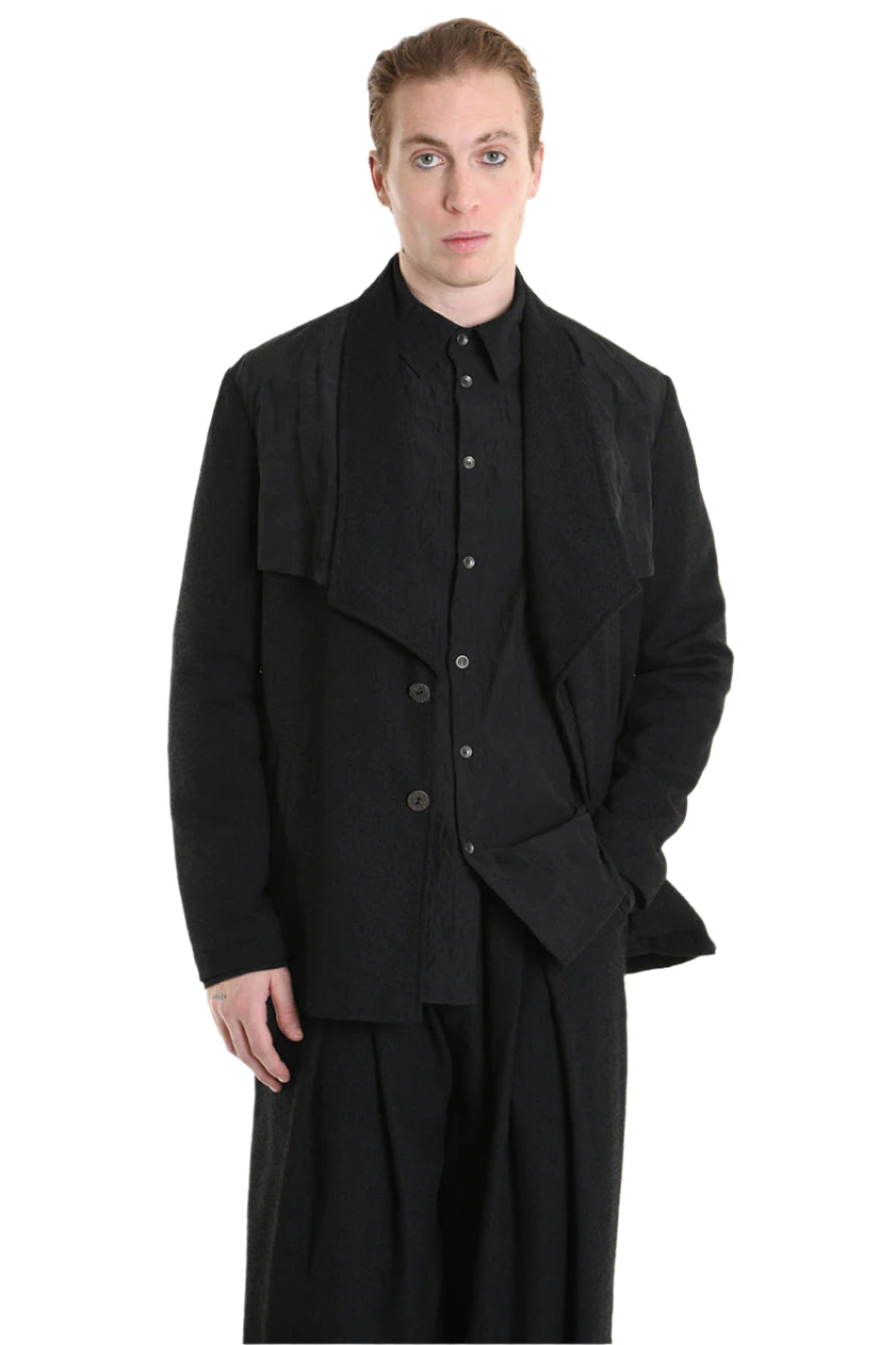 3B M1136 JACKET Comfort Fit in Bouclé & Jacquard Nylon, Black. LA HAINE INSIDE US