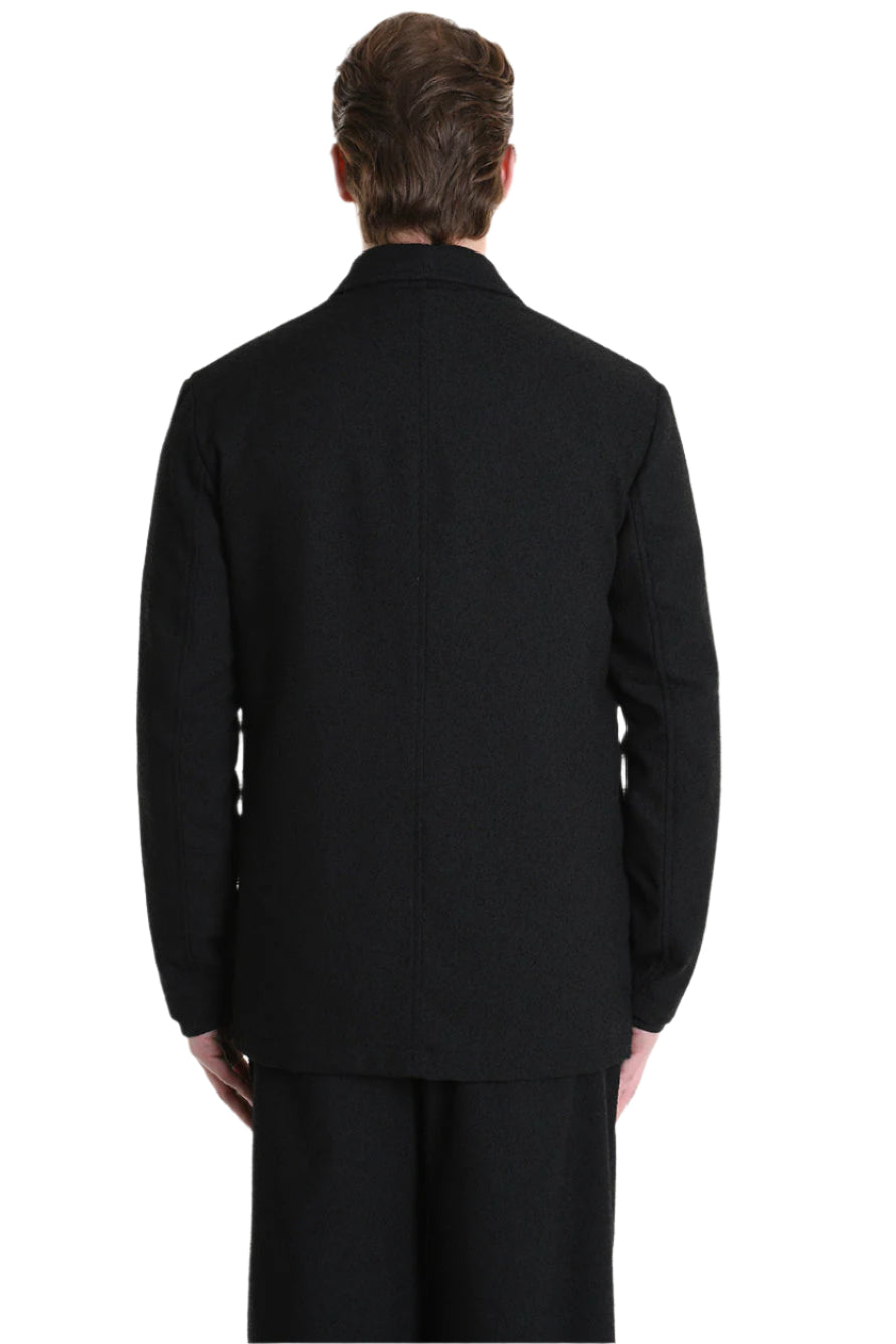 3B M1136 JACKET Comfort Fit in Bouclé & Jacquard Nylon, Black. LA HAINE INSIDE US
