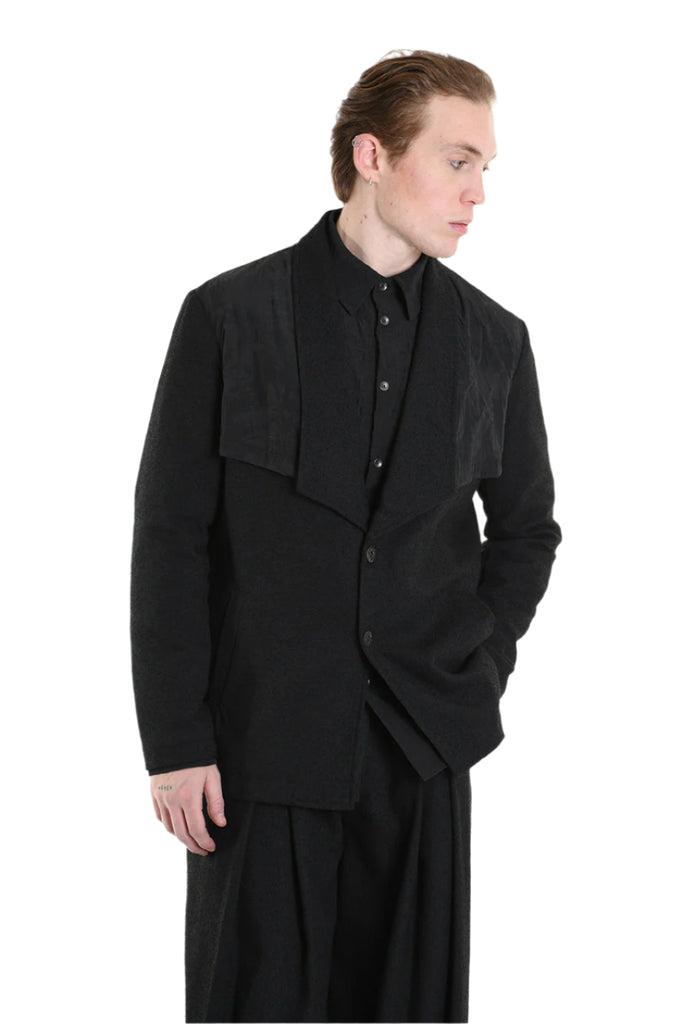 3B M1136 JACKET Comfort Fit in Bouclé & Jacquard Nylon, Black. LA HAINE INSIDE US