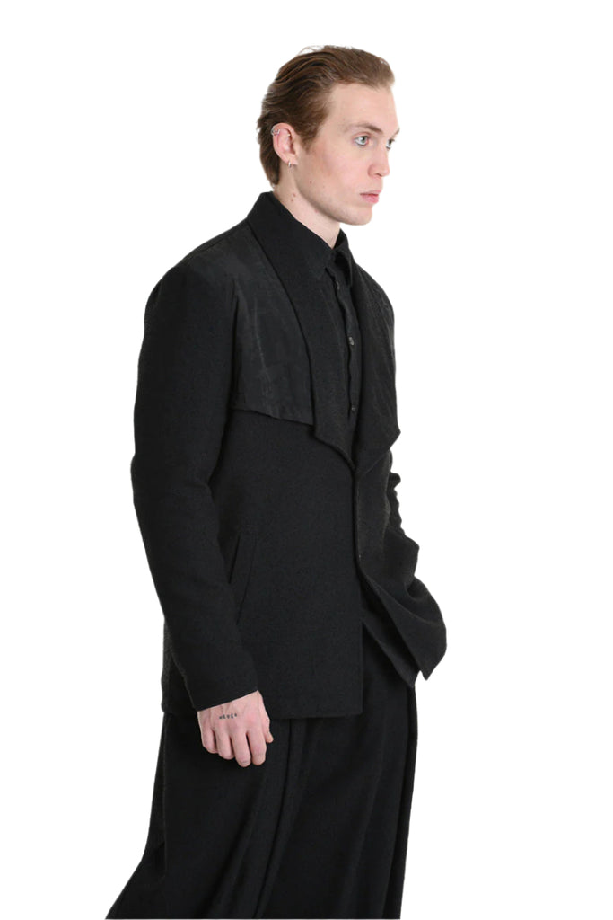 3B M1136 JACKET Comfort Fit in Bouclé & Jacquard Nylon, Black. LA HAINE INSIDE US