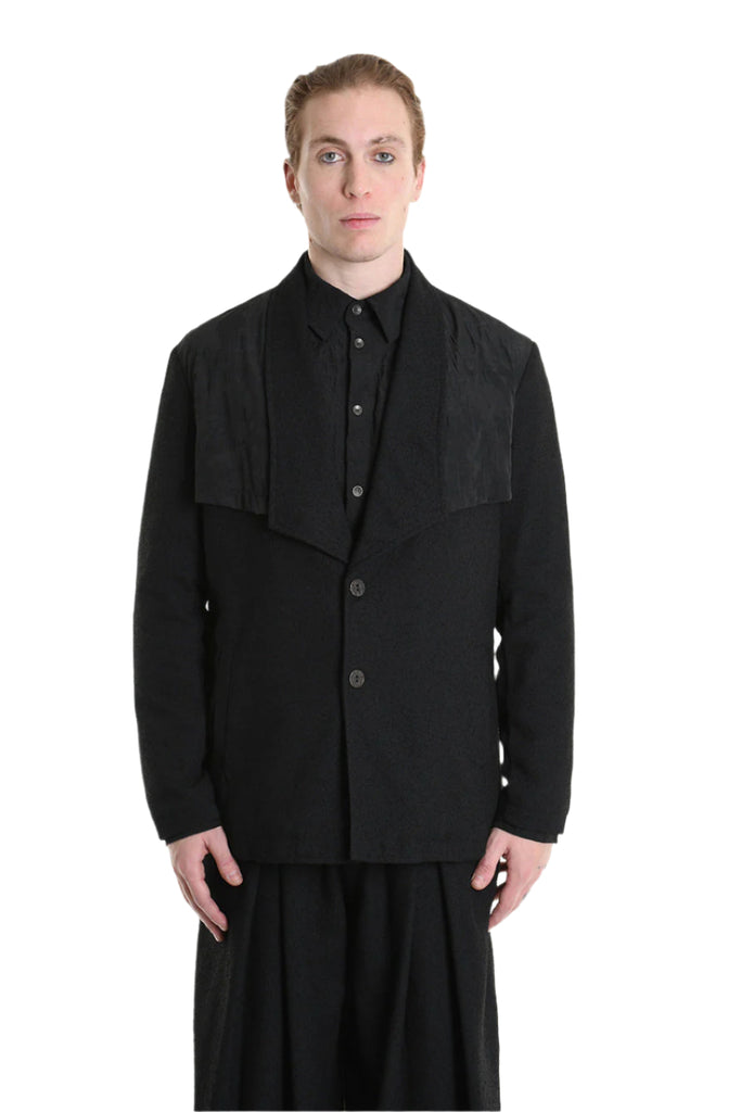 3B M1136 JACKET Comfort Fit in Bouclé & Jacquard Nylon, Black. LA HAINE INSIDE US