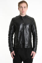 3B M1196 JACKET Regular Fit in Crinkled Vegetable-Tanned Leather, Black. LA HAINE INSIDE US