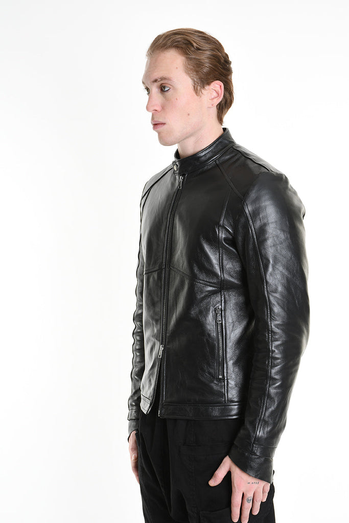 3B M1196 JACKET Regular Fit in Crinkled Vegetable-Tanned Leather, Black. LA HAINE INSIDE US
