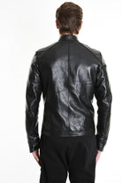 3B M1196 JACKET Regular Fit in Crinkled Vegetable-Tanned Leather, Black. LA HAINE INSIDE US