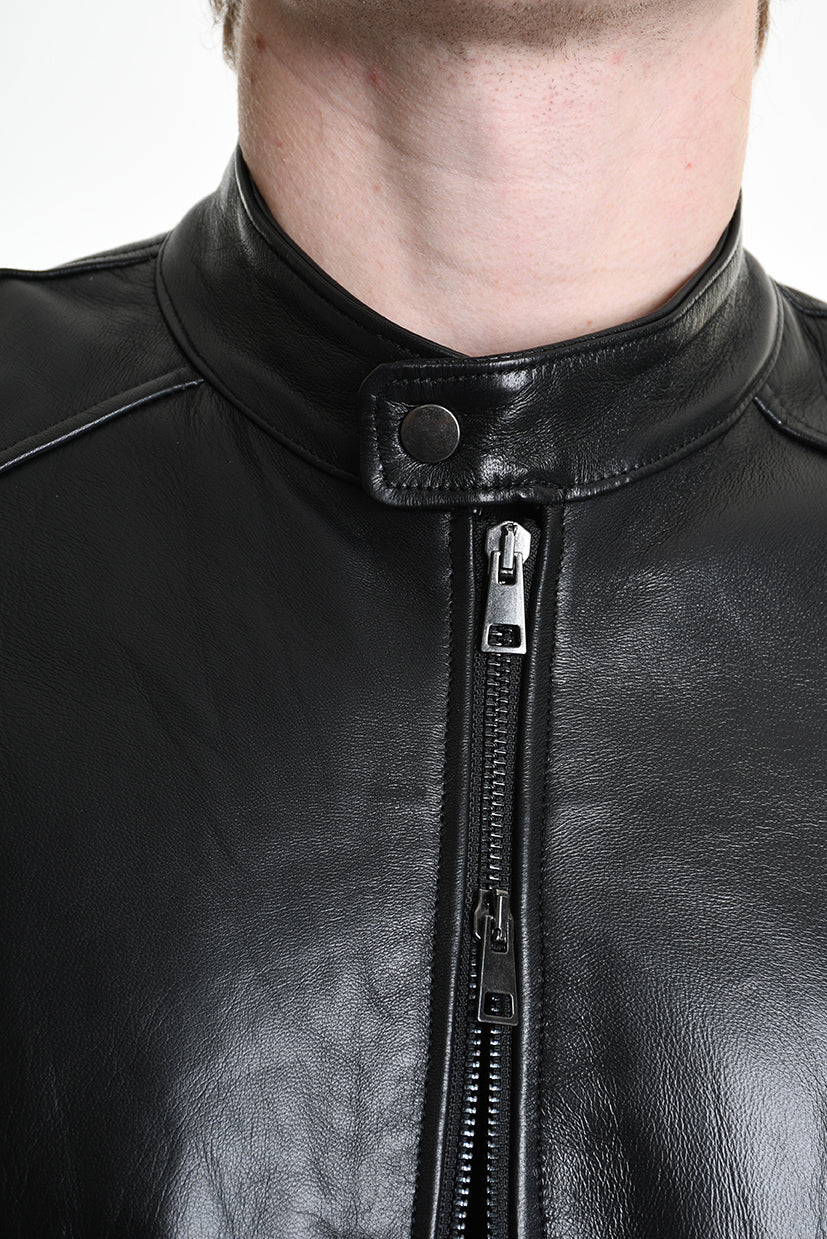 3B M1196 JACKET Regular Fit in Crinkled Vegetable-Tanned Leather, Black. LA HAINE INSIDE US