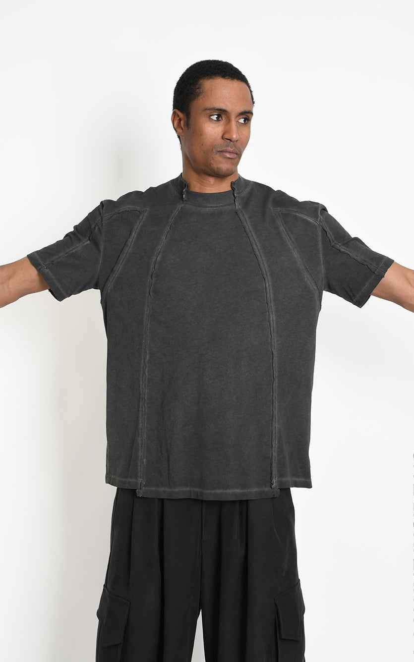 3B M1295 T-SHIRT Oversize Cotton Dyed Cold Grey