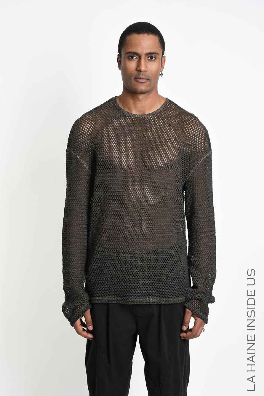 3B M1321 SWEATER Oversize Net Dyed Cold Mud