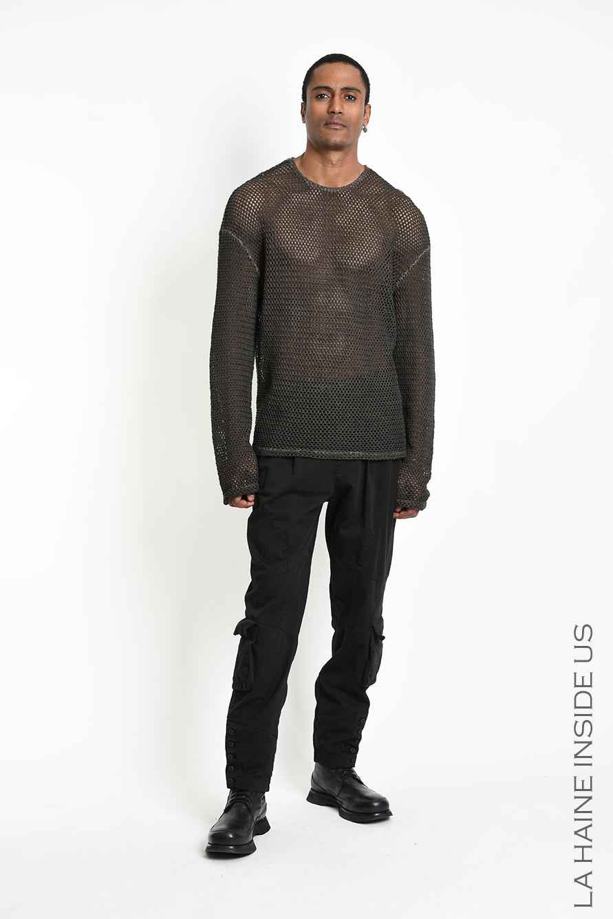 3B M1321 SWEATER Oversize Net Dyed Cold Mud