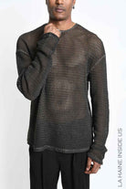 3B M1321 SWEATER Oversize Net Dyed Cold Mud