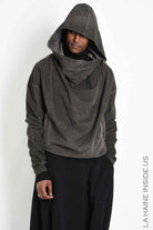 3B M1329 Sweatshirt - Mud Cold-Dyed Stretch Velvet Oversized Men's LA HAINE INSIDE US