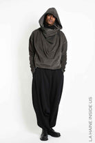 3B M1329 Sweatshirt - Mud Cold-Dyed Stretch Velvet Oversized Men's LA HAINE INSIDE US