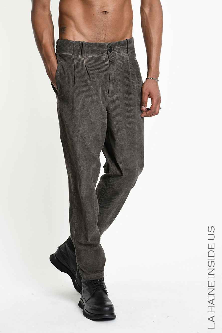 3B M1331 TROUSERS Regular-fit Cold-Dyed Velvet Mud