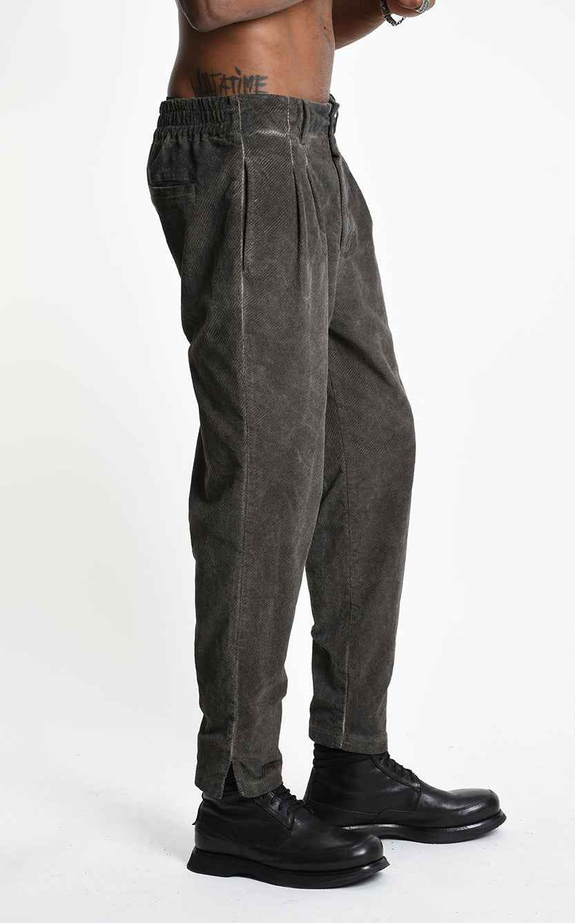 3B M1331 TROUSERS Regular-fit Cold-Dyed Velvet Mud