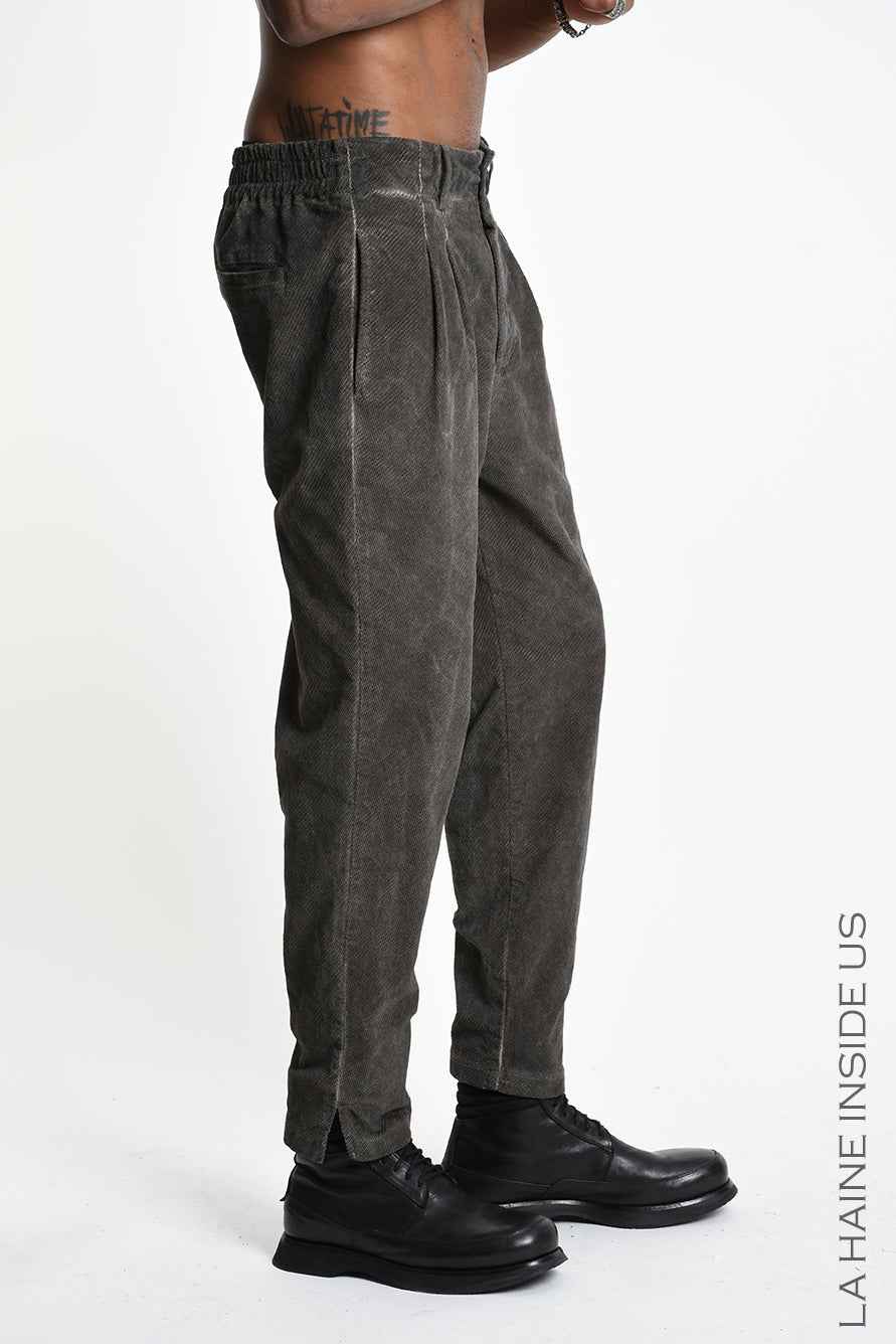 3B M1331 TROUSERS Regular-fit Cold-Dyed Velvet Mud