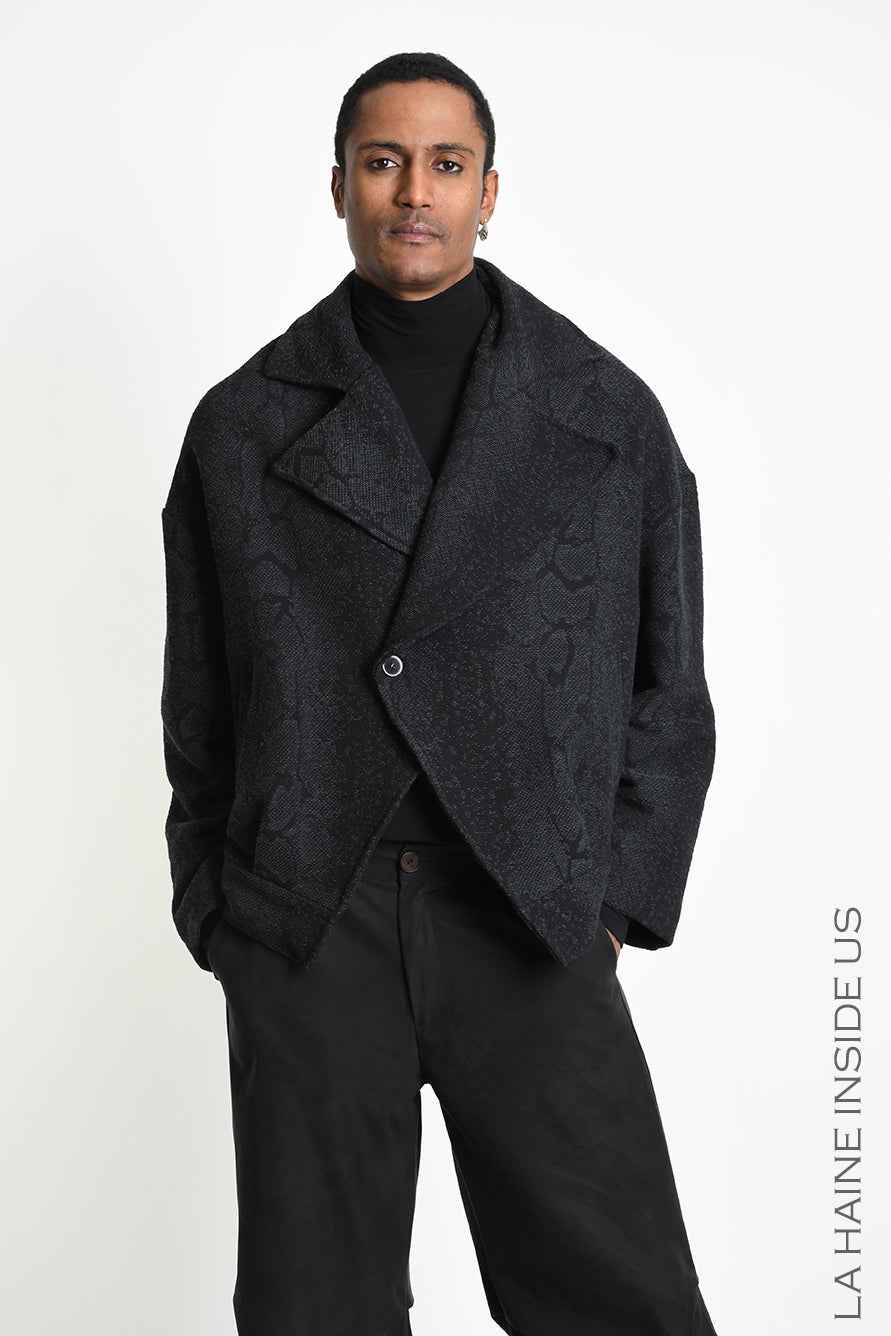 3B M1332 SPORT JACKET Oversized Cotton Blend Jacquard Black