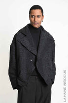 3B M1332 SPORT JACKET Oversized Cotton Blend Jacquard Black