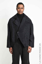 3B M1332 SPORT JACKET Oversized Cotton Blend Jacquard Black