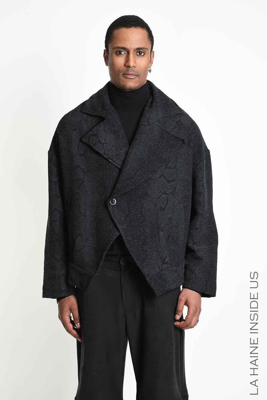 3B M1332 SPORT JACKET Oversized Cotton Blend Jacquard Black