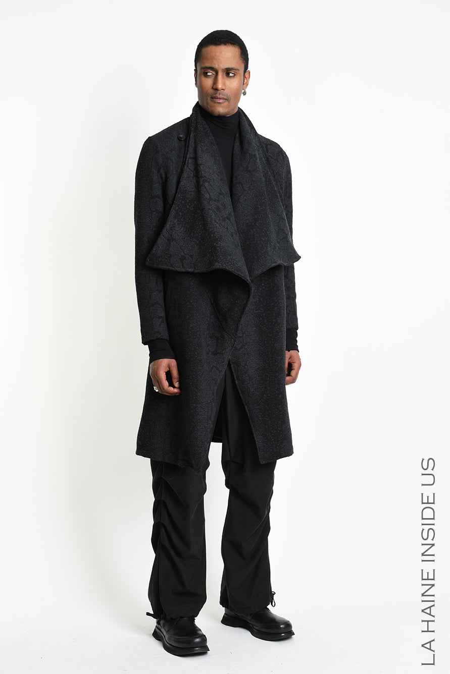 3B M1333 COAT Regular fit Cotton-blend Jacquard Black