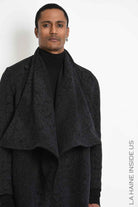 3B M1333 COAT Regular fit Cotton-blend Jacquard Black