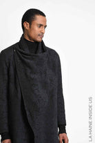 3B M1333 COAT Regular fit Cotton-blend Jacquard Black