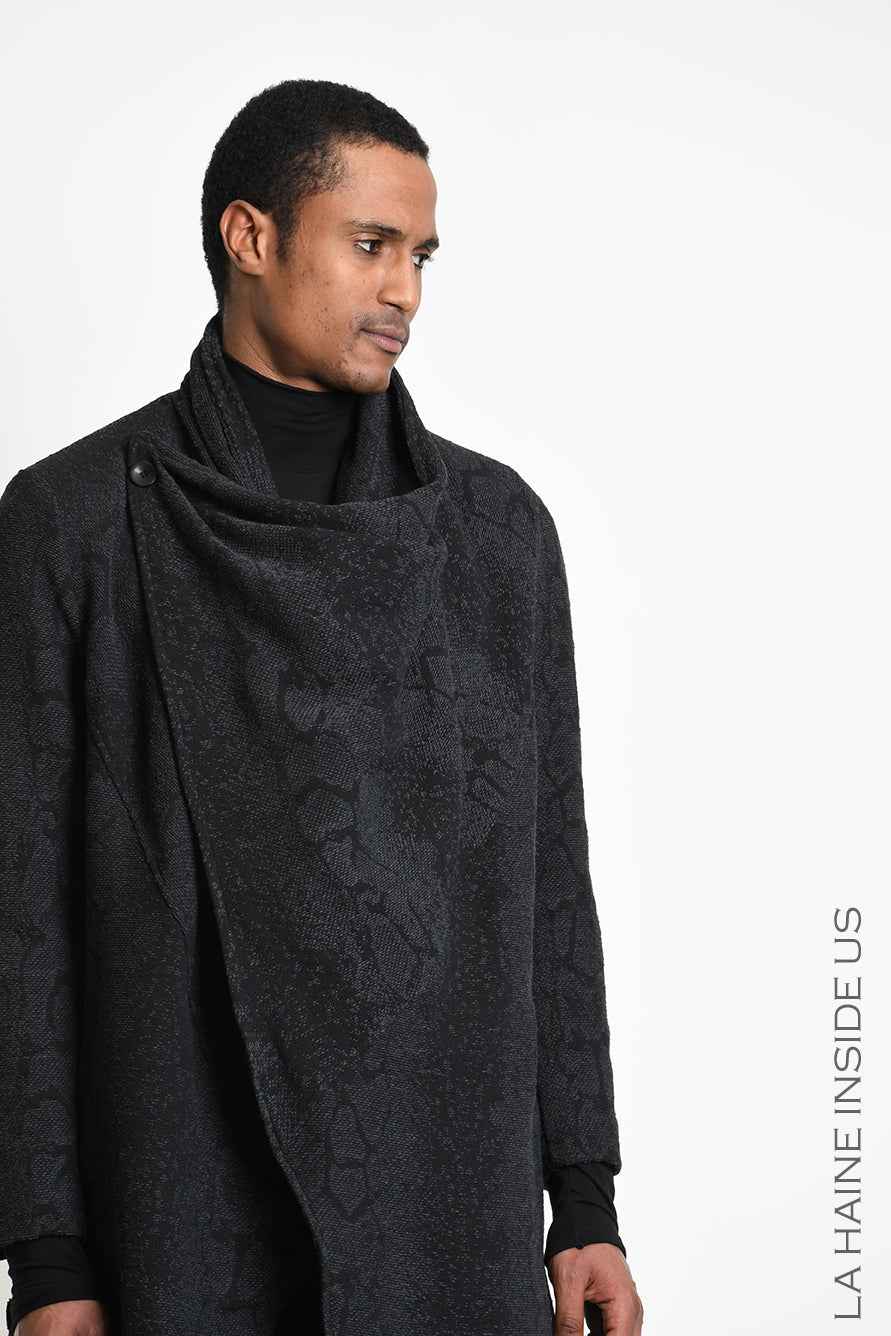 3B M1333 COAT Regular fit Cotton-blend Jacquard Black