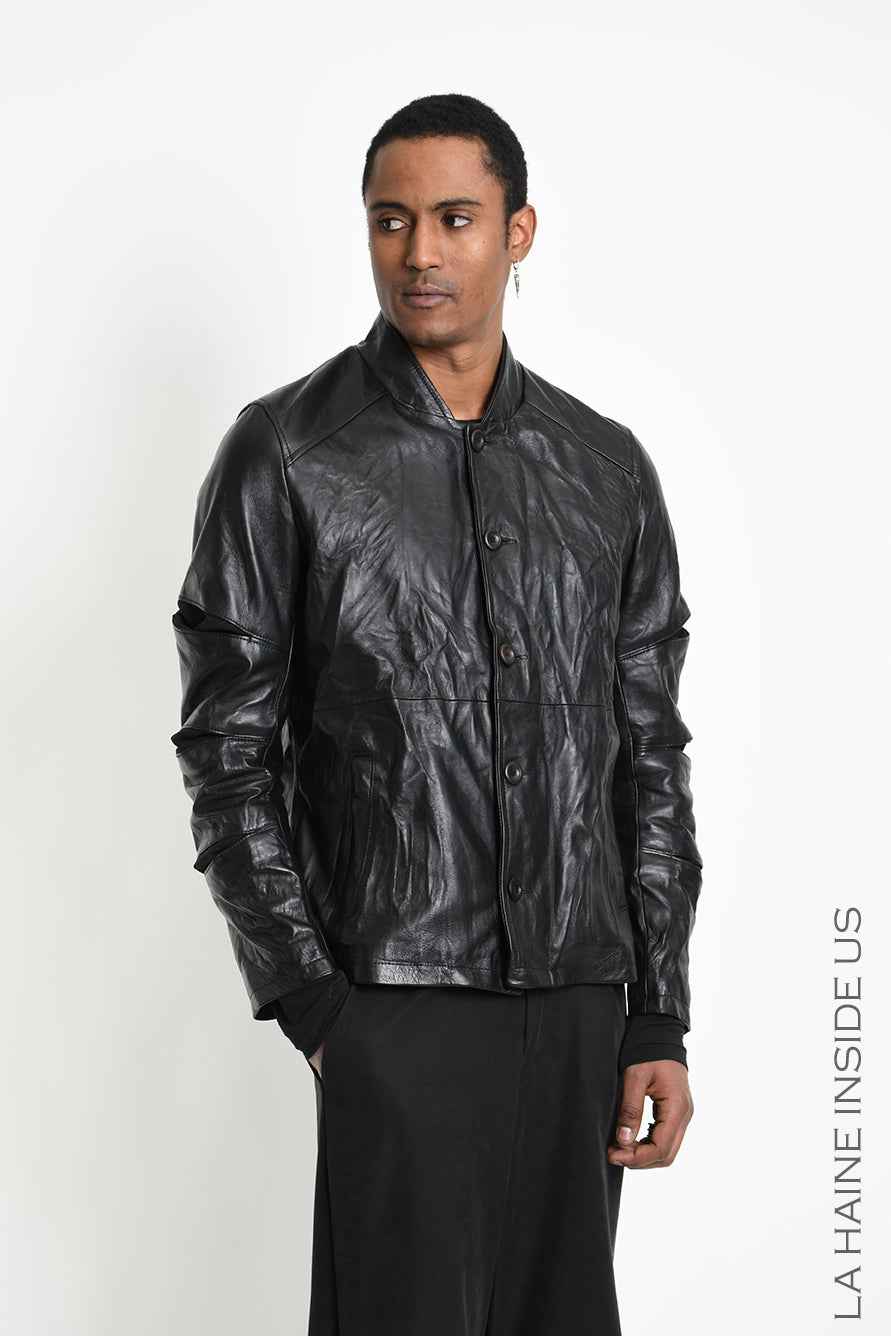 3B M1360 SPORT JACKET Regular Vegetable Leather Crumpled Black