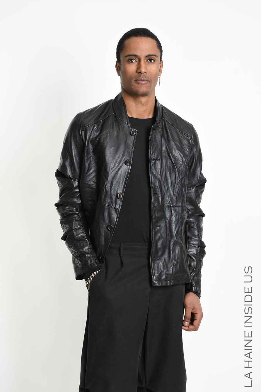 3B M1360 SPORT JACKET Regular Vegetable Leather Crumpled Black