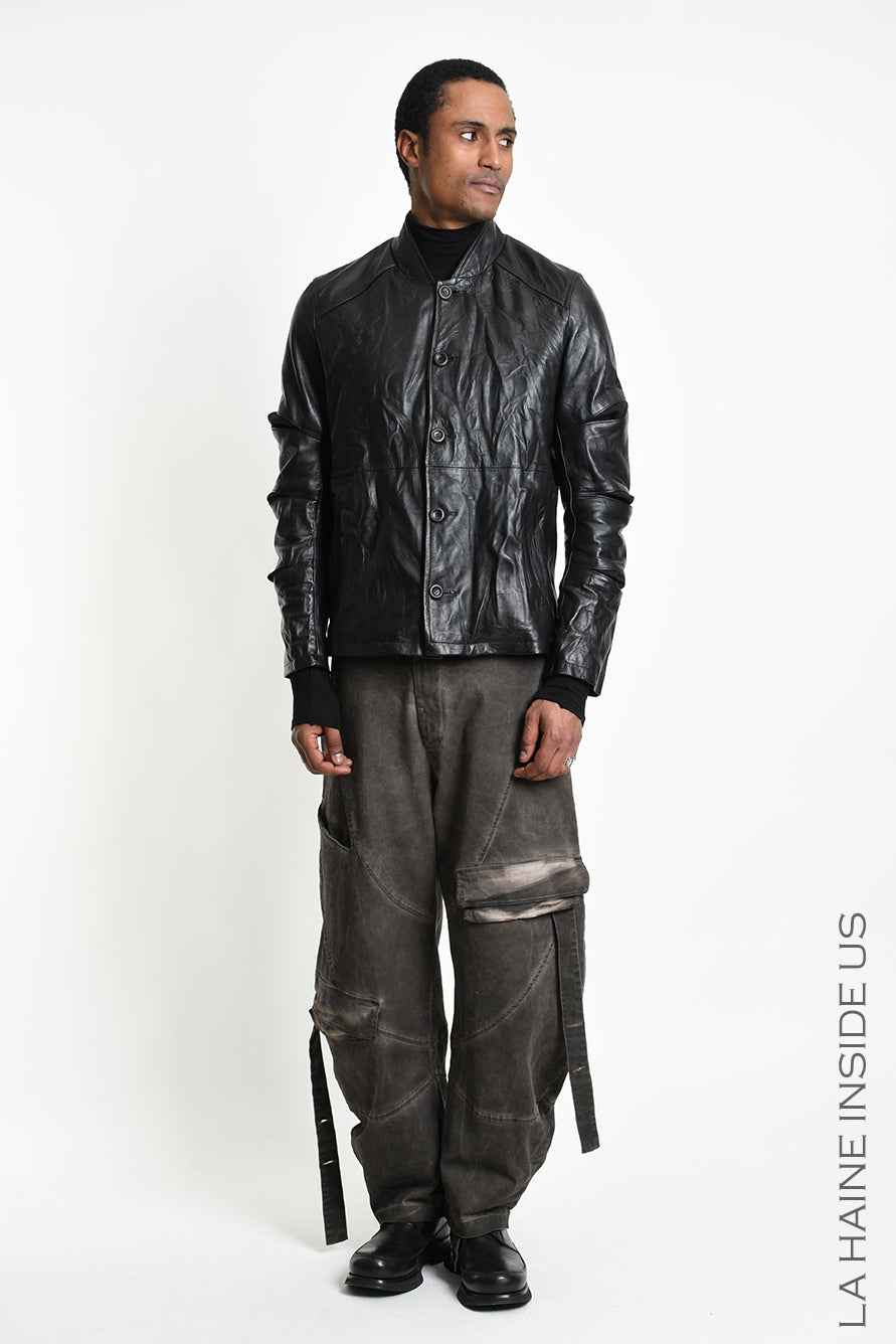 3B M1360 SPORT JACKET Regular Vegetable Leather Crumpled Black