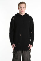 3K M1110 OVERSIZED SWEATER with Micro-Distressing Gauge 5 Black LA HAINE INSIDE US