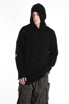 3K M1110 OVERSIZED SWEATER with Micro-Distressing Gauge 5 Black LA HAINE INSIDE US