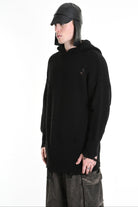 3K M1110 OVERSIZED SWEATER with Micro-Distressing Gauge 5 Black LA HAINE INSIDE US