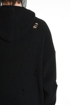 3K M1110 OVERSIZED SWEATER with Micro-Distressing Gauge 5 Black LA HAINE INSIDE US