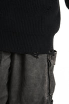 3K M1110 OVERSIZED SWEATER with Micro-Distressing Gauge 5 Black LA HAINE INSIDE US