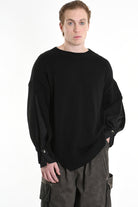 3K M1111 REGULAR KNITWEAR Gauge 5 & Denim Sleeve Black LA HAINE INSIDE US