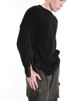 3K M1111 REGULAR KNITWEAR Gauge 5 & Denim Sleeve Black LA HAINE INSIDE US