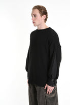 3K M1111 REGULAR KNITWEAR Gauge 5 & Denim Sleeve Black LA HAINE INSIDE US