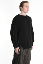 3K M1111 REGULAR KNITWEAR Gauge 5 & Denim Sleeve Black LA HAINE INSIDE US