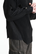 3K M1111 REGULAR KNITWEAR Gauge 5 & Denim Sleeve Black LA HAINE INSIDE US