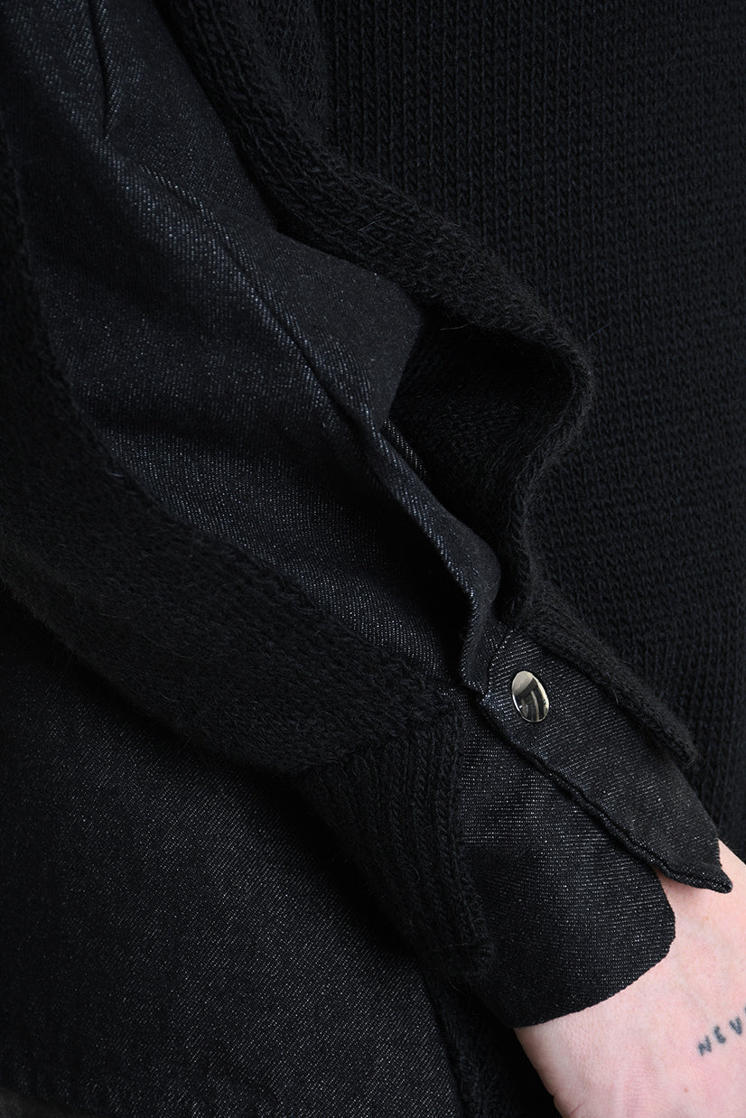 3K M1111 REGULAR KNITWEAR Gauge 5 & Denim Sleeve Black LA HAINE INSIDE US