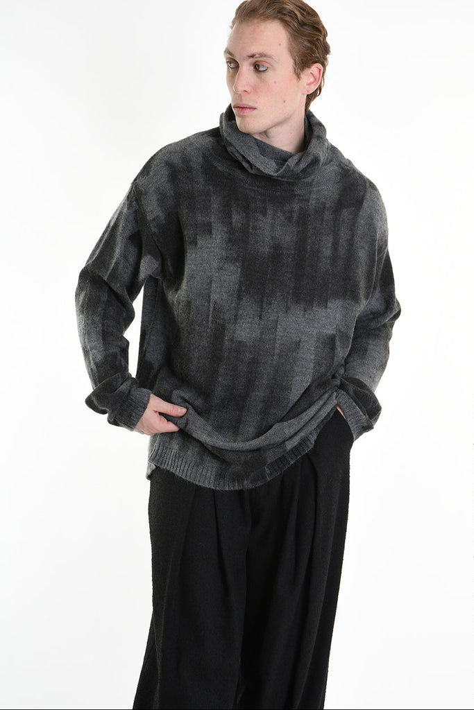 3K M1195 LONG COMFORT KNITWEAR Gauge 7 with Roller Treatment Black LA HAINE INSIDE US